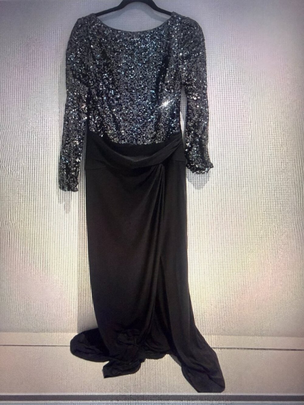 Ralph Lauren Gray sequence formal evening gown Size 14